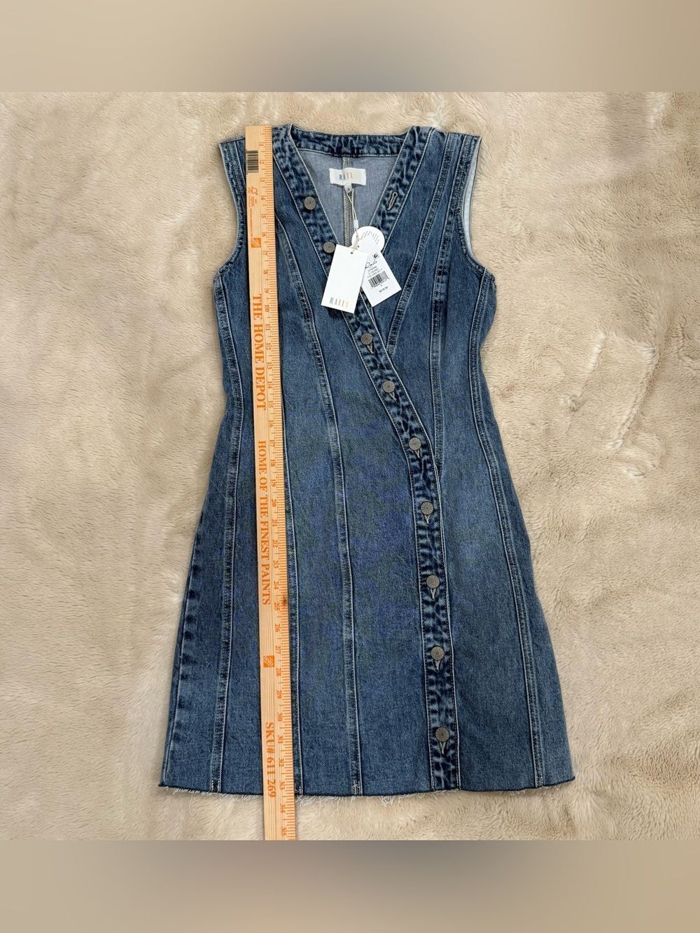 RAILS Strand Asymmetric Sleeveless Button-Up Frayed Denim Dress Size S NWT - Picture 5 of 7